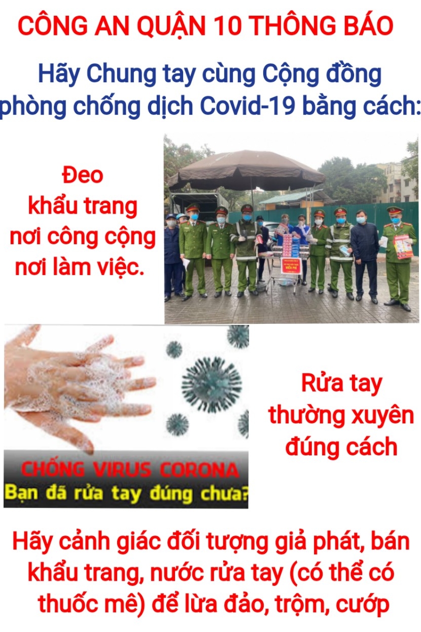 Image: Các khuyến cáo của Công an Quận 10 trong phòng chống dịch Covid-19